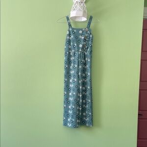 Teal Floral Maxi Dress with White Flowers